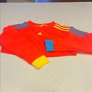 Adidas vibrant orange and Blue cropped and cute Sweatshirt with Yellow Accents